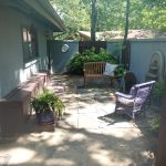 The Retreat's entry courtyard and fountain area provides guests a spacious, but intimate gathering area.